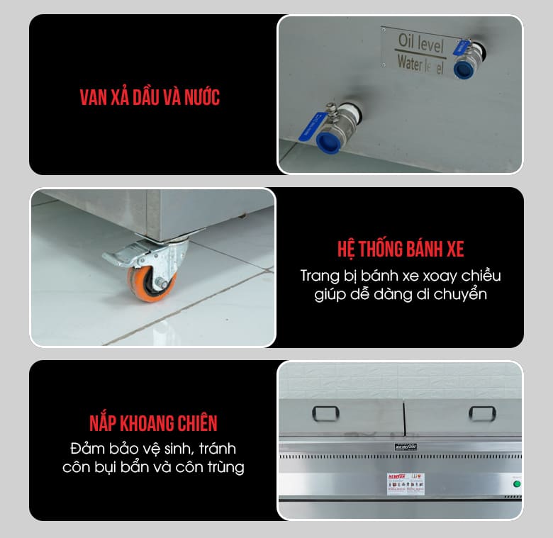 Bếp chiên tách dầu NS-JBT 200L dùng gas Thiết kế tiện lợi
