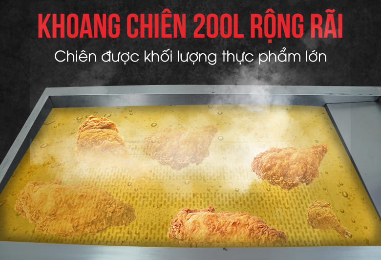 Bếp chiên tách dầu NS-JBT 200L dùng gas Khoang chiên rộng rãi