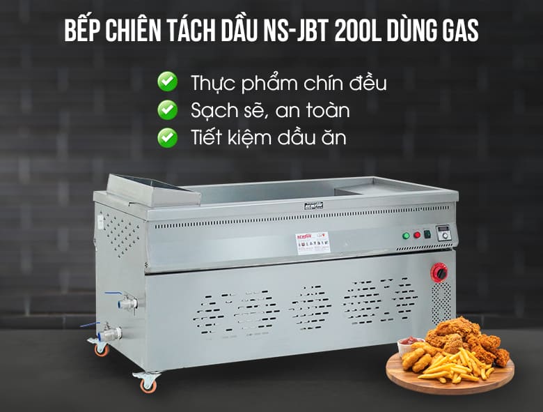 Bếp chiên tách dầu NS-JBT 200L dùng gas Bếp chiên tách dầu NS-JBT 200L dùng gas