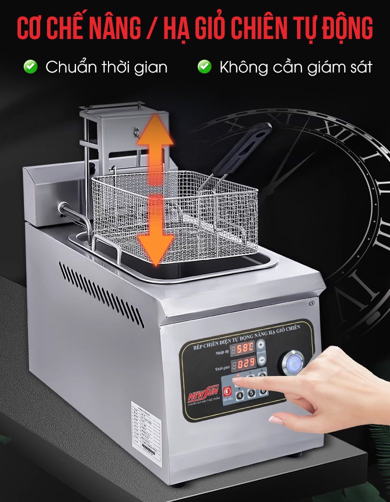 Bếp chiên nhúng đơn tự động JDZL-1ST Giỏ chiên có thể nâng hạ tự động,