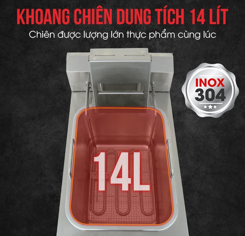 Bếp chiên nhúng đơn tự động JDZL-1ST Khoang chiên 14 lít chiên được nhiều thực phẩm cùng lúc