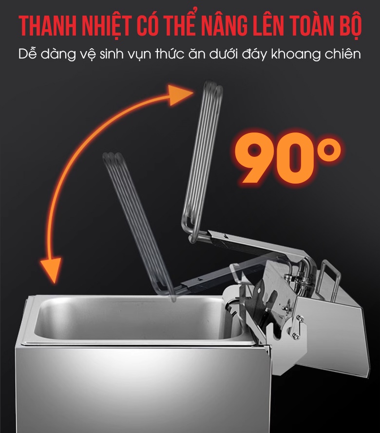 Bếp chiên nhúng đơn tự động JDZL-1ST Thanh nhiệt nâng hạ 90 độ