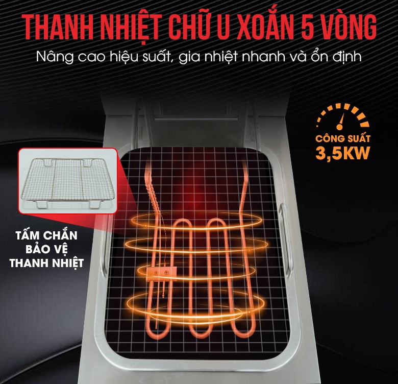 Bếp chiên nhúng đơn tự động JDZL-1ST Thanh nhiệt chữ U công suất cao