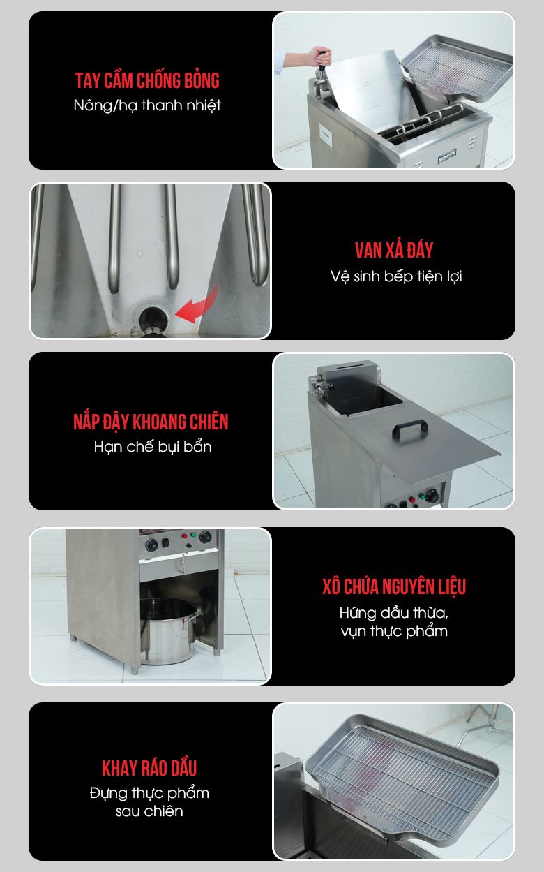 Một số chi tiết khác của bếp chiên điện 